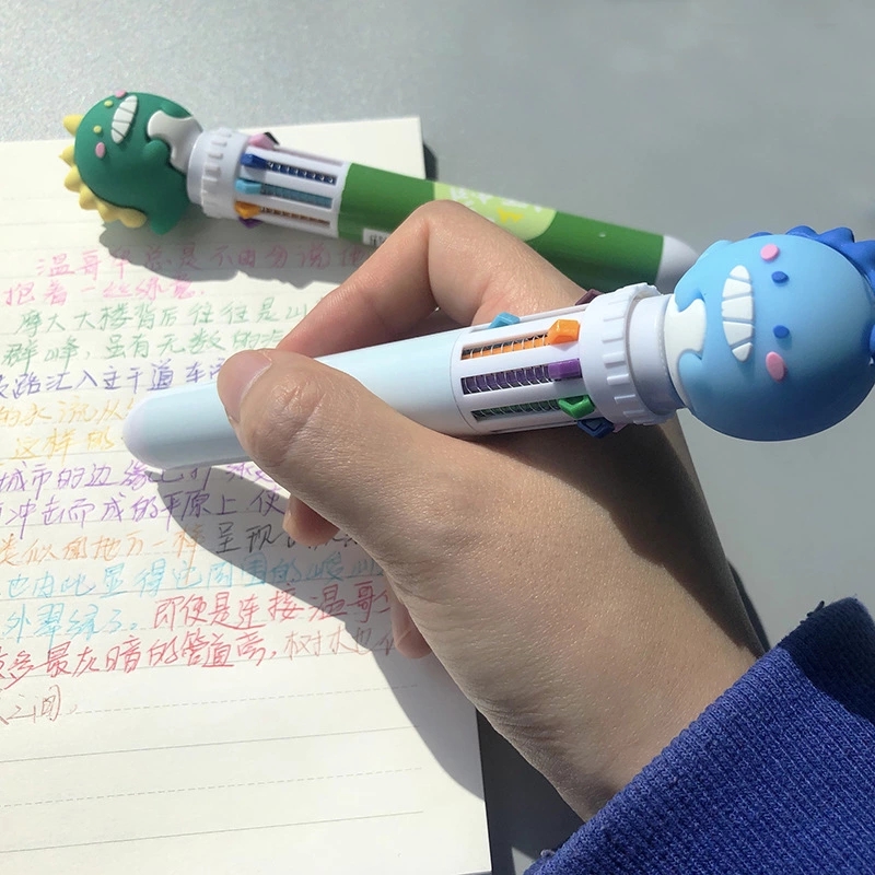 Yimulin 5509 Cute ten-color Ballpoint pen Cartoon Dinosaur Multi-color Press Ballpoint pen Student multi-functional planner Application Scenario