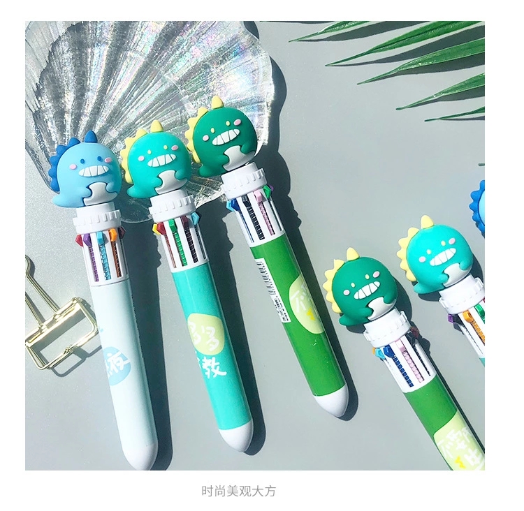 Yimulin 5509 Cute ten-color Ballpoint pen Cartoon Dinosaur Multi-color Press Ballpoint pen Student multi-functional planner Specification drawing