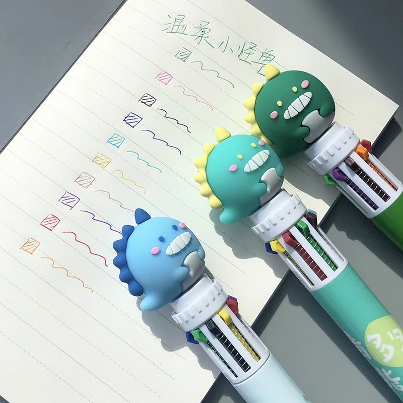Yimulin 5509 Cute ten-color Ballpoint pen Cartoon Dinosaur Multi-color Press Ballpoint pen Student multi-functional planner Item Picture