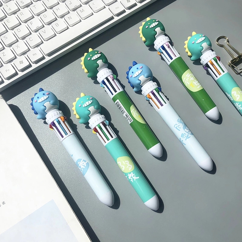 Yimulin 5509 Cute ten-color Ballpoint pen Cartoon Dinosaur Multi-color Press Ballpoint pen Student multi-functional planner details Picture
