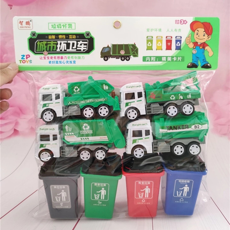 Simulation garbage classification sanitation vehicles, toy cars, inertial children's toys, excavators, engineering vehicles wholesale stalls are selling well details Picture