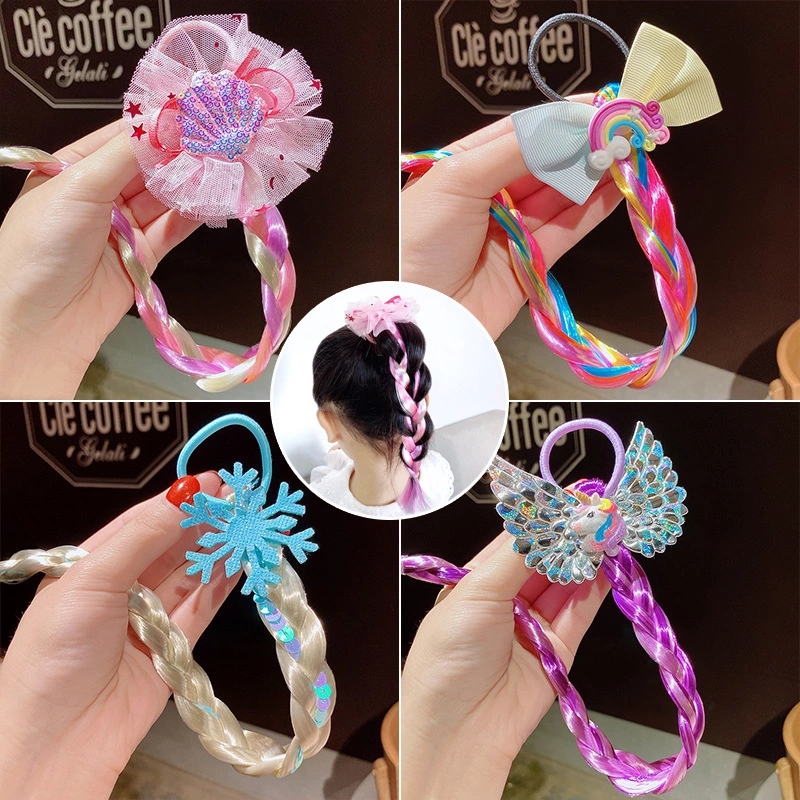 Children's colorful wigs, braids, colored ropes, girls, babies, little girls, princesses, braids, hair accessories, headwear, hair bands details Picture