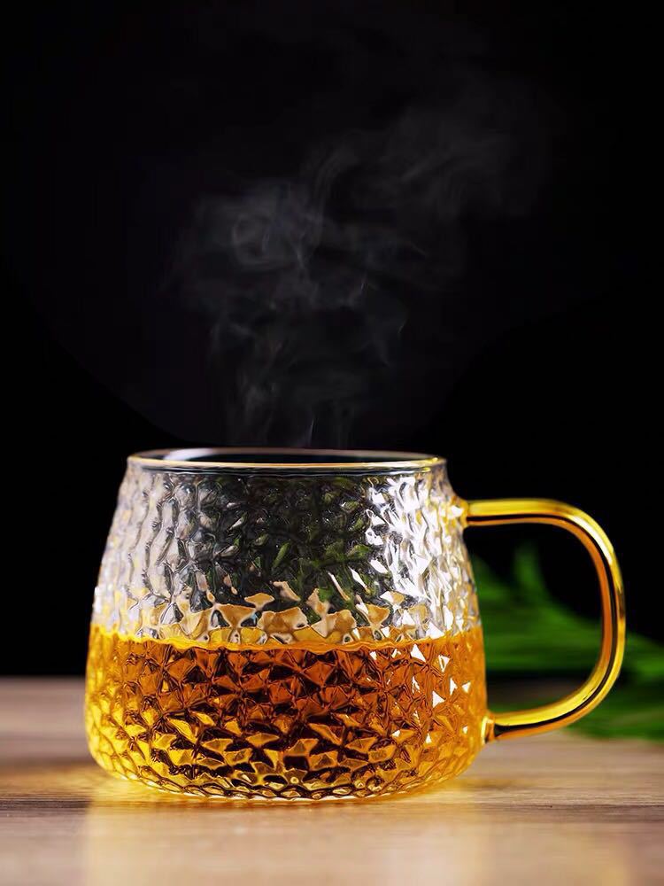 耐热玻璃茶杯 玻璃锤纹杯 可加热玻璃杯高硼硅玻璃茶杯