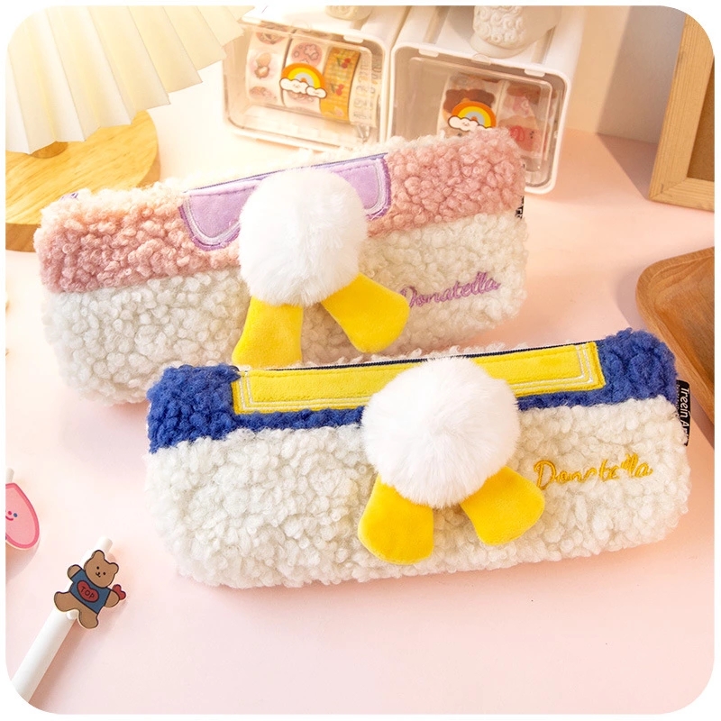 Pre-sale new plush pencil case for girls, ins, Japanese style, cute and simple stationery bag for primary school students, large capacity pencil case ht details Picture