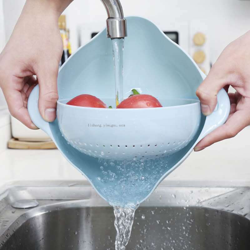 Двухурочные корзины с битумированной водой из битумной корзины на кухне для мытья корзины с фруктами и овощами из протертого пластика details Picture