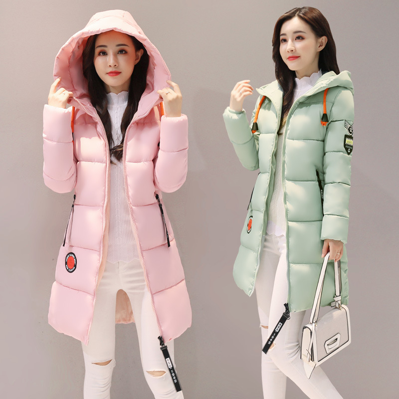 Mid-length cotton-padded jacket for women, 2019 winter new style Korean hooded jacket, cotton-padded jacket, slim-fitting down cotton-padded jacket for women Application Scenario