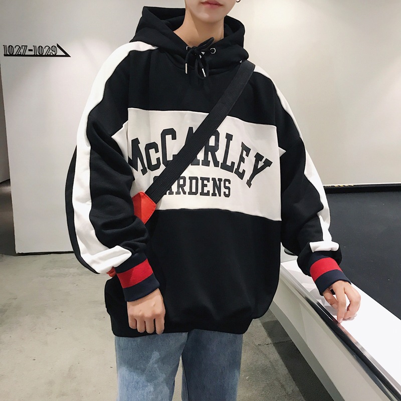 Autumn and winter hooded men's Korean-style trendy student fleece bf style loose ulzzang men's sports jacket details Picture