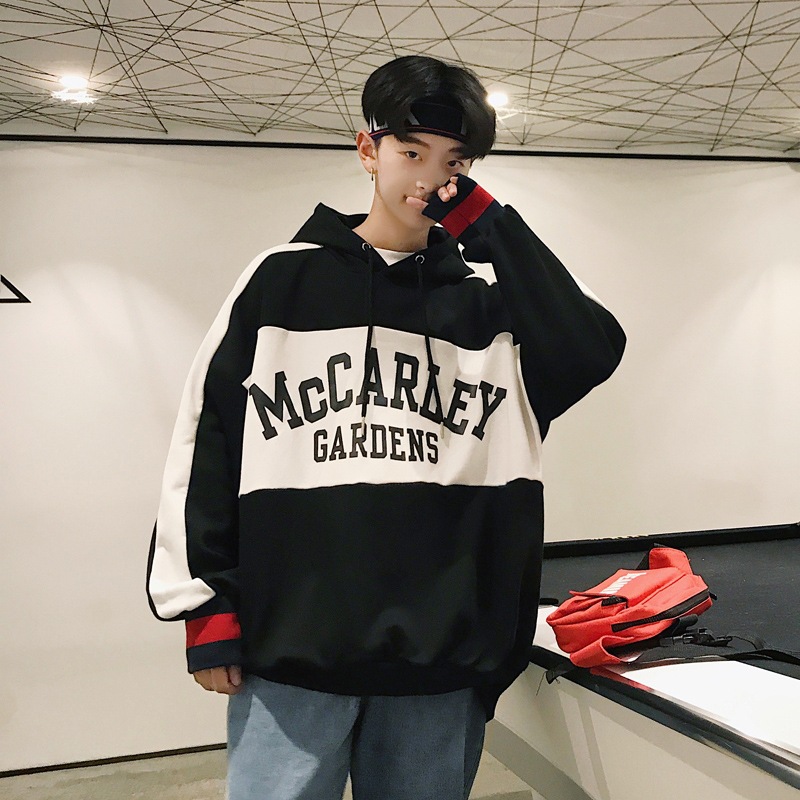Autumn and winter hooded men's Korean-style trendy student fleece bf style loose ulzzang men's sports jacket