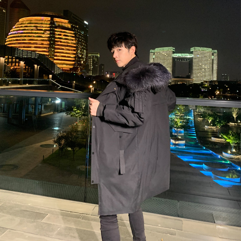 Down jackets for men and women, mid-length Korean-style slim-fit couple style, thickened warm hooded jackets for young people, one piece for delivery Application Scenario