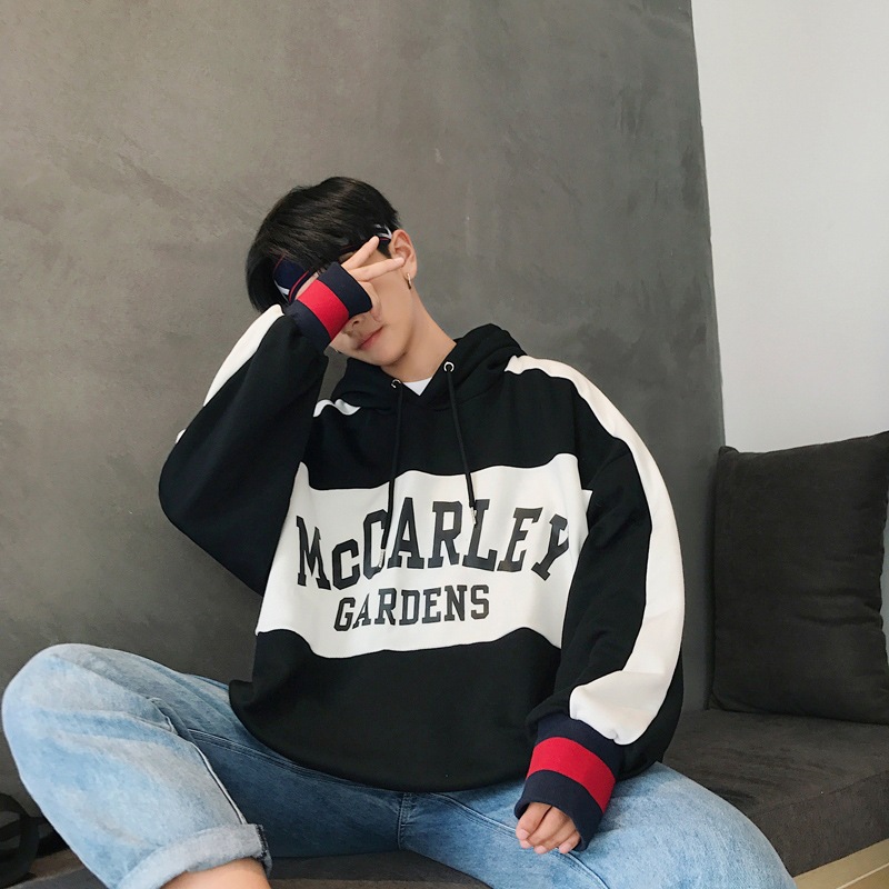 Autumn and winter hooded men's Korean-style trendy student fleece bf style loose ulzzang men's sports jacket Specification image