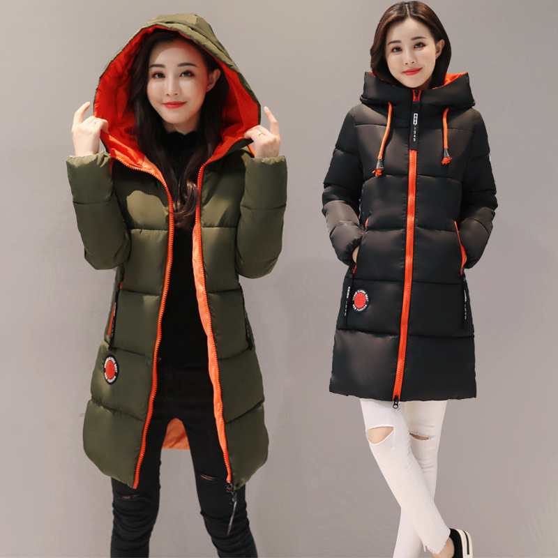 Mid-length cotton-padded jacket for women, 2019 winter new style Korean hooded jacket, cotton-padded jacket, slim-fitting down cotton-padded jacket for women details Picture