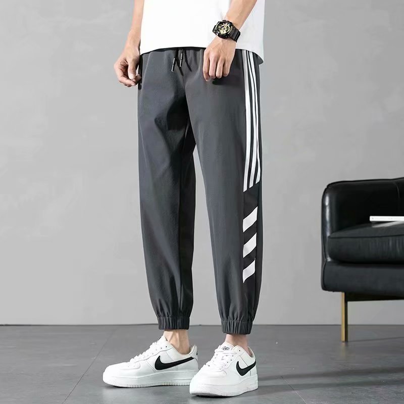 Men's autumn loose 9-inch casual pants, trendy striped campus loose tapered pants, internet-famous 9-inch men's pants Specification image