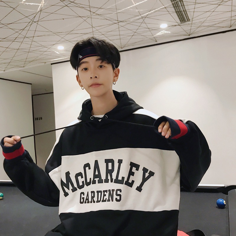 Autumn and winter hooded men's Korean-style trendy student fleece bf style loose ulzzang men's sports jacket Item Picture
