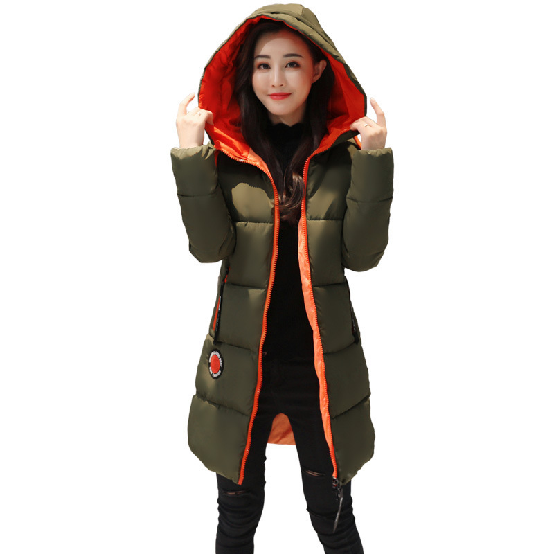 Mid-length cotton-padded jacket for women, 2019 winter new style Korean hooded jacket, cotton-padded jacket, slim-fitting down cotton-padded jacket for women Item Picture