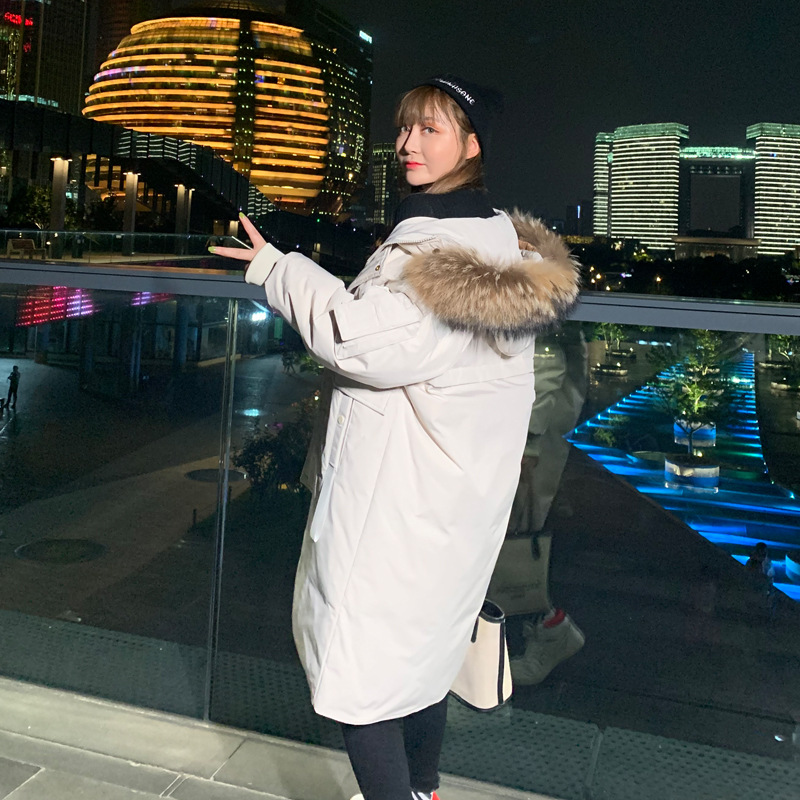 Down jackets for men and women, mid-length Korean-style slim-fit couple style, thickened warm hooded jackets for young people, one piece for delivery Item Picture