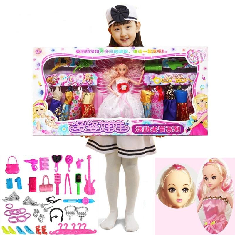 Factory direct sales of Barbie Doll Princess multiple sets of dress sets, movable joint wedding dress, doll big gift box set h full figure