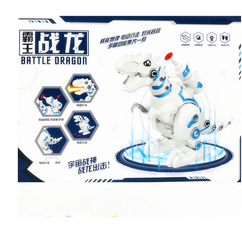 Hot-selling bestseller, mechanical battle dragon, walking, light-emitting, soft and elastic electric dinosaur model, music and educational toy h details Picture