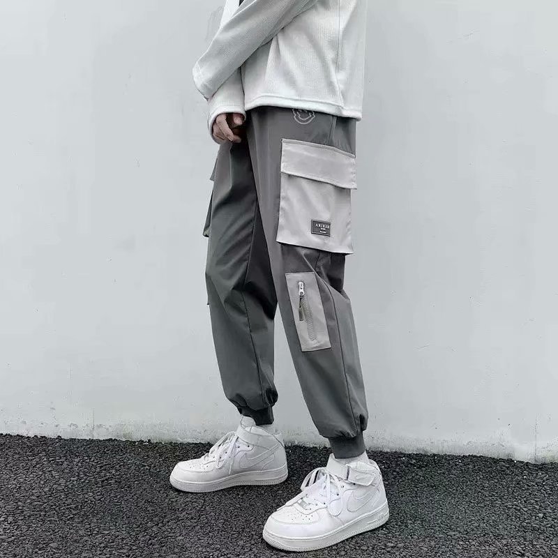 New workwear pants, men's trendy brand multi-pocket men's pants, Chinese trend casual small-leg men's pants, Japanese style Harun tight-fitting pants Item Picture
