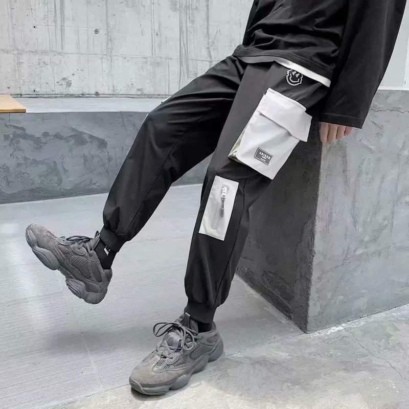 New workwear pants, men's trendy brand multi-pocket men's pants, Chinese trend casual small-leg men's pants, Japanese style Harun tight-fitting pants