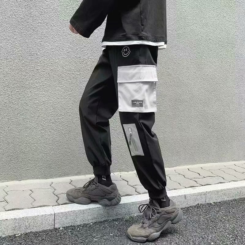 New workwear pants, men's trendy brand multi-pocket men's pants, Chinese trend casual small-leg men's pants, Japanese style Harun tight-fitting pants details Picture
