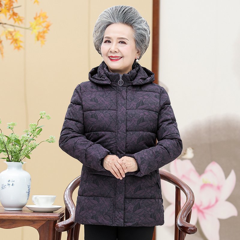 Grandma wears cotton-padded clothes, winter clothes for the elderly, women's clothes for middle-aged and elderly people, cotton-padded jackets for mothers, thick coats for mothers, and down cotton-padded clothes for old ladies details Picture