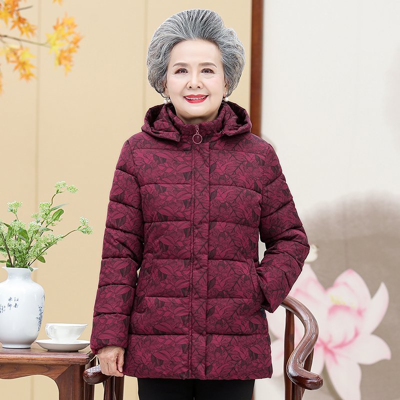 Grandma wears cotton-padded clothes, winter clothes for the elderly, women's clothes for middle-aged and elderly people, cotton-padded jackets for mothers, thick coats for mothers, and down cotton-padded clothes for old ladies Specification image