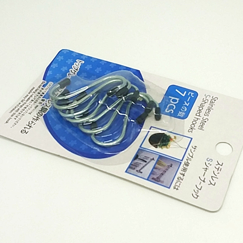 Sunshine Department Store 1.8-inch stainless steel S-shaped hook with multiple suction clips, metal hook with rubber sleeve S-shaped hook Specification image