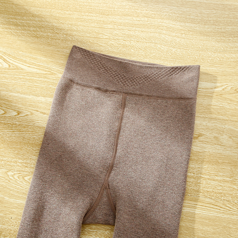 New autumn and winter women's leggings with thickened warmth, high-waisted vertical pantyhose, and pure cotton threaded one-piece pants for women details Picture