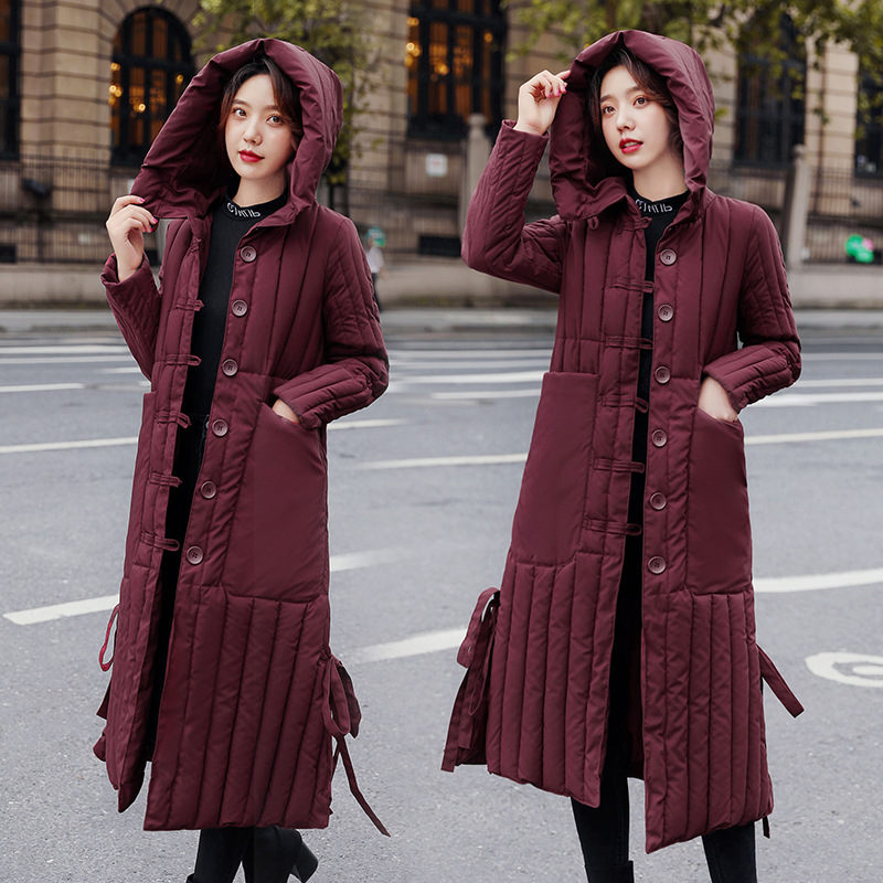 The new Korean version of the popular knee-length cotton-padded jacket for autumn and winter is a loose, thick and warm cotton-padded jacket for women Item Picture