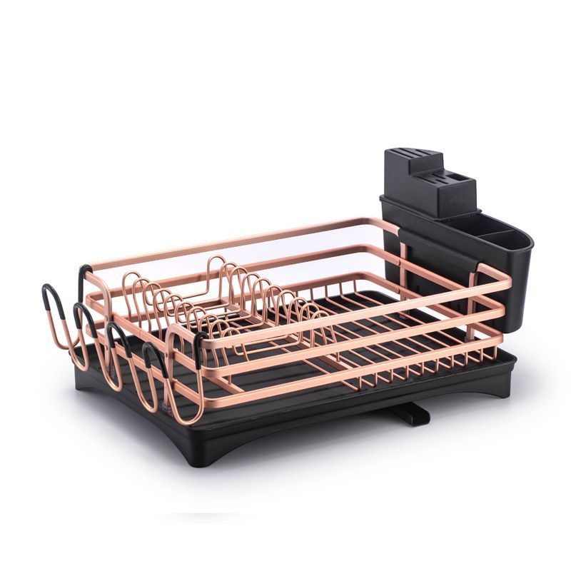 Space aluminum dish rack, kitchen storage rack, single-layer bowl rack, draining rack, kitchenware storage, draining basket, dish rack