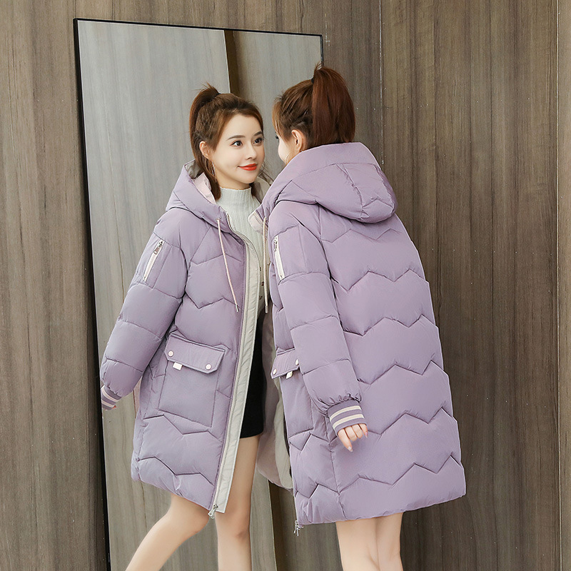 Winter women's cotton-padded clothes, mid-length Korean-style loose, large-sized, thickened cotton-padded clothes, foreign trade women's clothing, winter cotton-padded jacket trend Specification image