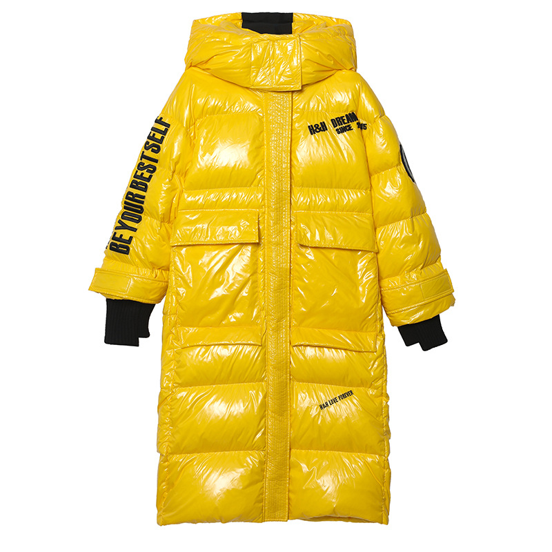 Hooded European and American cotton-padded jacket for women's winter, mid-length knee-length thickened bread coat, 2020 new Korean-style shiny cotton-padded jacket Item Picture