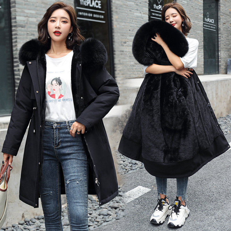 New mid-length Korean-style cotton-padded jacket for women in winter, large-sized thickened and fleece cotton-padded jacket Application Scenario