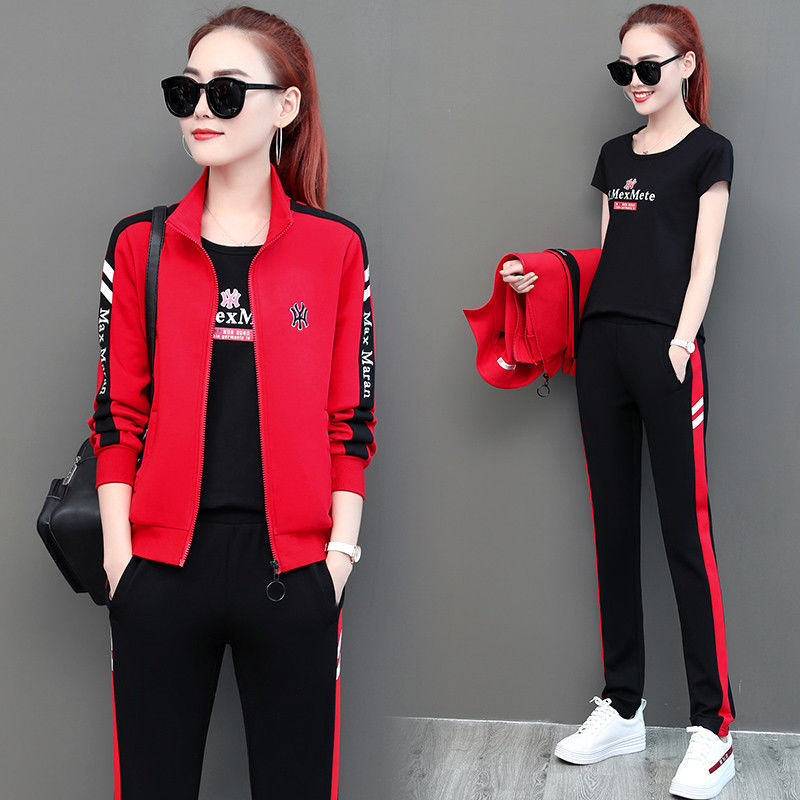 Fashionable women's 2020 summer new plus-size loose casual sportswear, stylish, youthful and slimming three-piece set, trendy details Picture