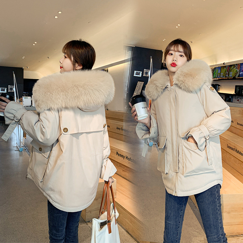 2020 Winter new Korean-style cotton-padded jacket for women, mid-length cotton-padded jacket, thick and loose cotton-padded jacket Specification image