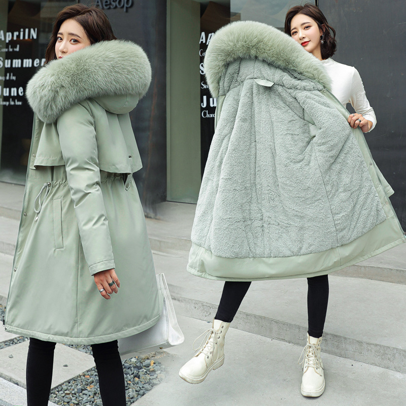 New mid-length Korean-style cotton-padded jacket for women in winter, large-sized thickened and fleece cotton-padded jacket Specification image