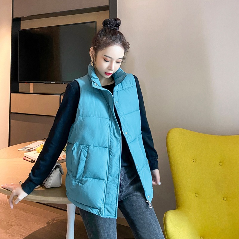 The 2020 autumn/winter new Korean-style down cotton stand-up collar cotton waistcoat is loose and slimming Application Scenario