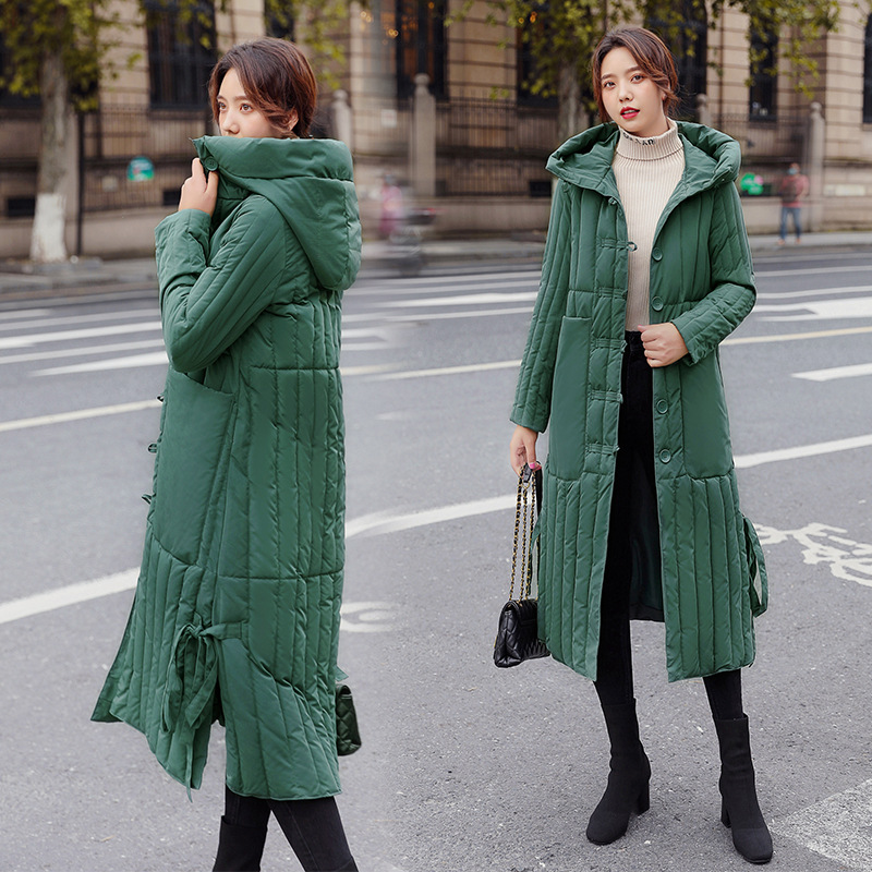 The new Korean version of the popular knee-length cotton-padded jacket for autumn and winter is a loose, thick and warm cotton-padded jacket for women Specification image