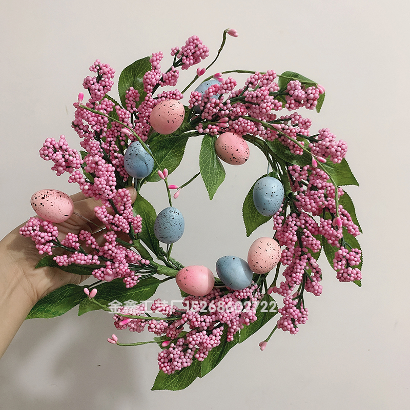 春天复活节彩蛋花环门挂头饰万圣节装饰派对道具鸡蛋浆果DIY材料
