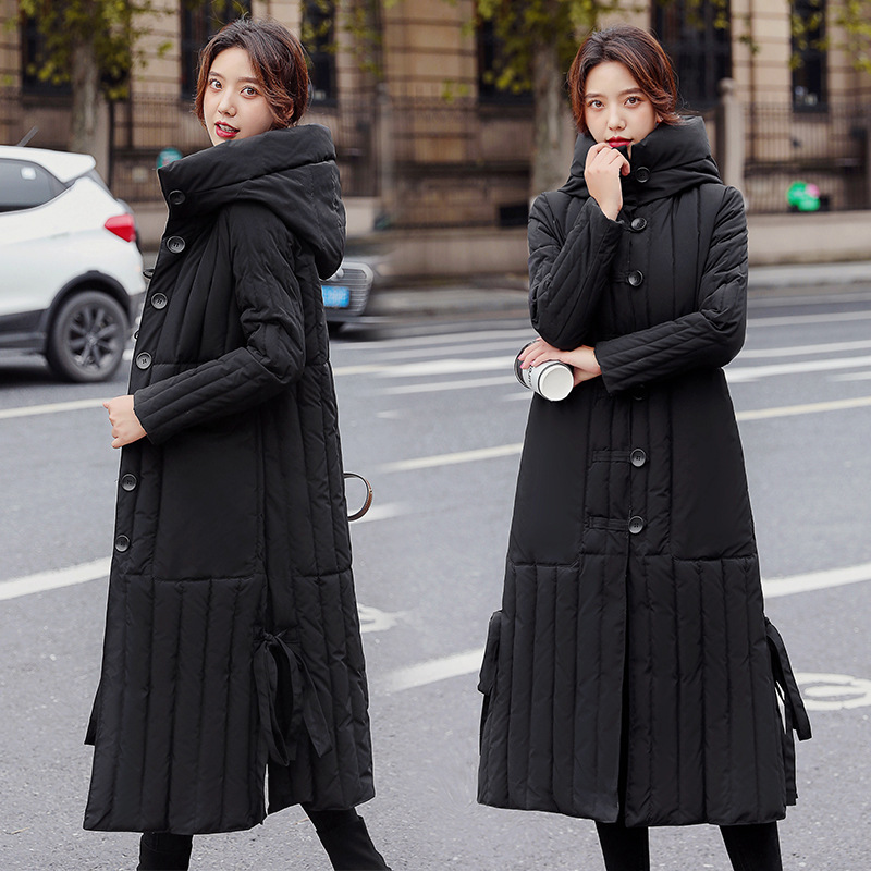 The new Korean version of the popular knee-length cotton-padded jacket for autumn and winter is a loose, thick and warm cotton-padded jacket for women details Picture