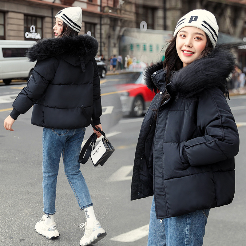 New winter cotton-padded jacket, thickened cotton-padded jacket, down cotton-padded jacket for women, short Korean-style fitted hooded bread jacket Item Picture