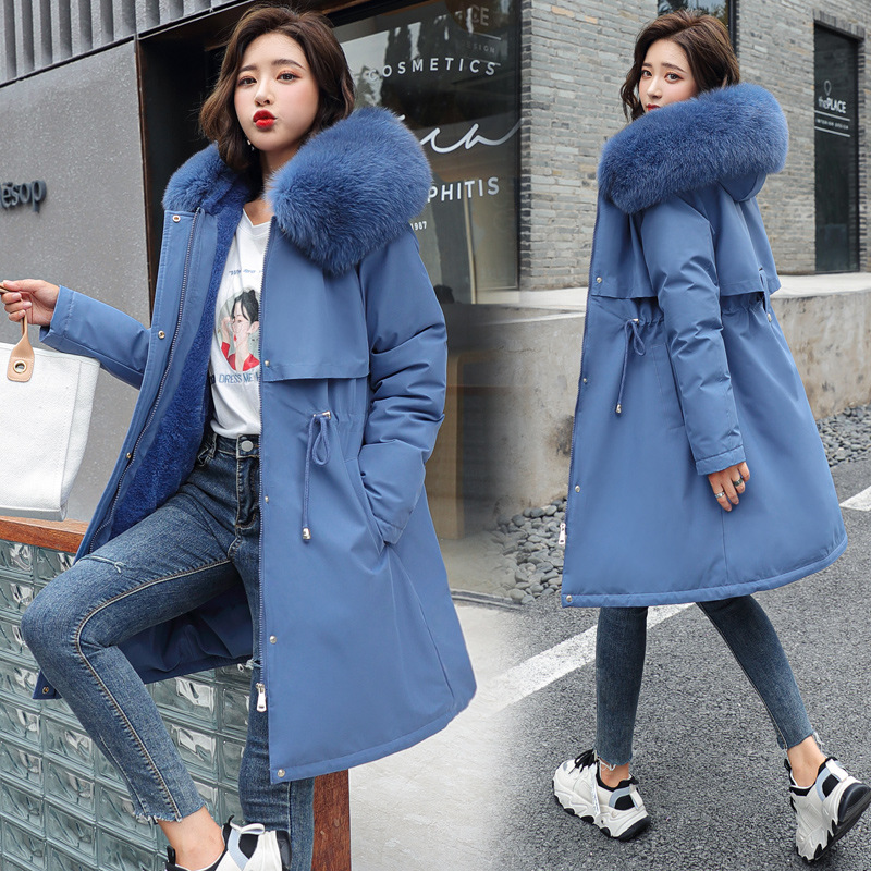 New mid-length Korean-style cotton-padded jacket for women in winter, large-sized thickened and fleece cotton-padded jacket Item Picture