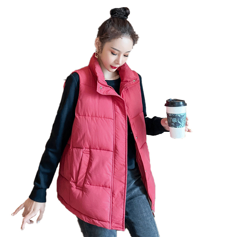 The 2020 autumn/winter new Korean-style down cotton stand-up collar cotton waistcoat is loose and slimming Item Picture