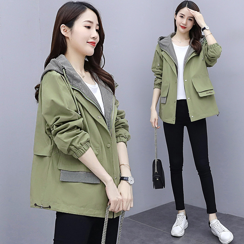 Women's short coat Spring and Autumn 2020 New style stylish windbreaker plus-size women's cotton jacket top details Picture