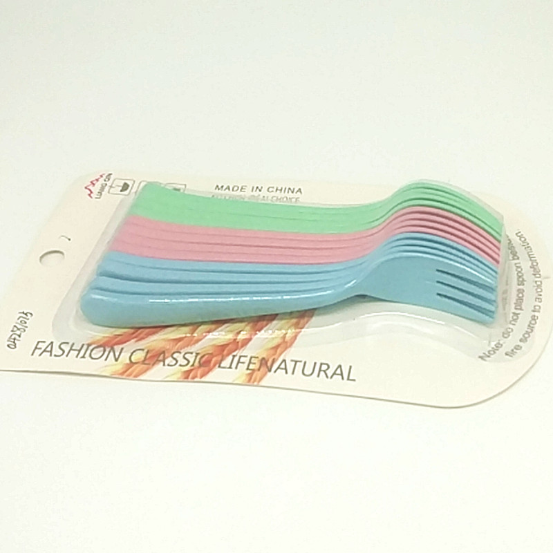Sunshine Department Store 277-M12 Wheat Straw children's Fork Tableware Travel portable tableware details Picture