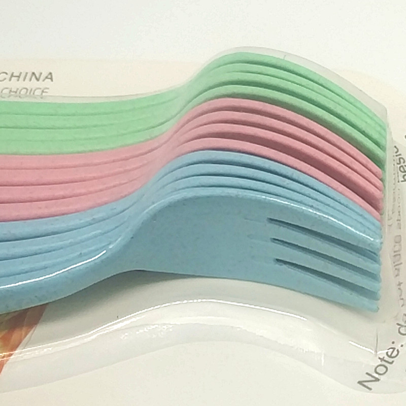 Sunshine Department Store 277-M12 Wheat Straw children's Fork Tableware Travel portable tableware Item Picture