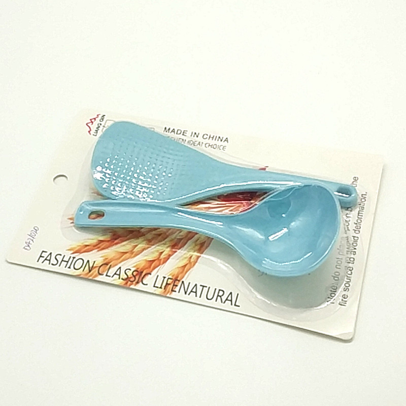 Sunshine Department Store 257M wheat straw rice spoon Two-piece set, premium eco-friendly plastic rice spoon, soup spoon and rice serving spoon details Picture