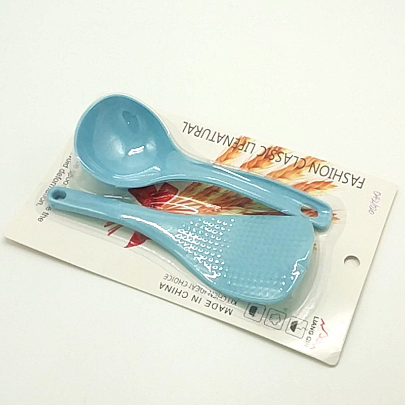 Sunshine Department Store 257M wheat straw rice spoon Two-piece set, premium eco-friendly plastic rice spoon, soup spoon and rice serving spoon Specification image