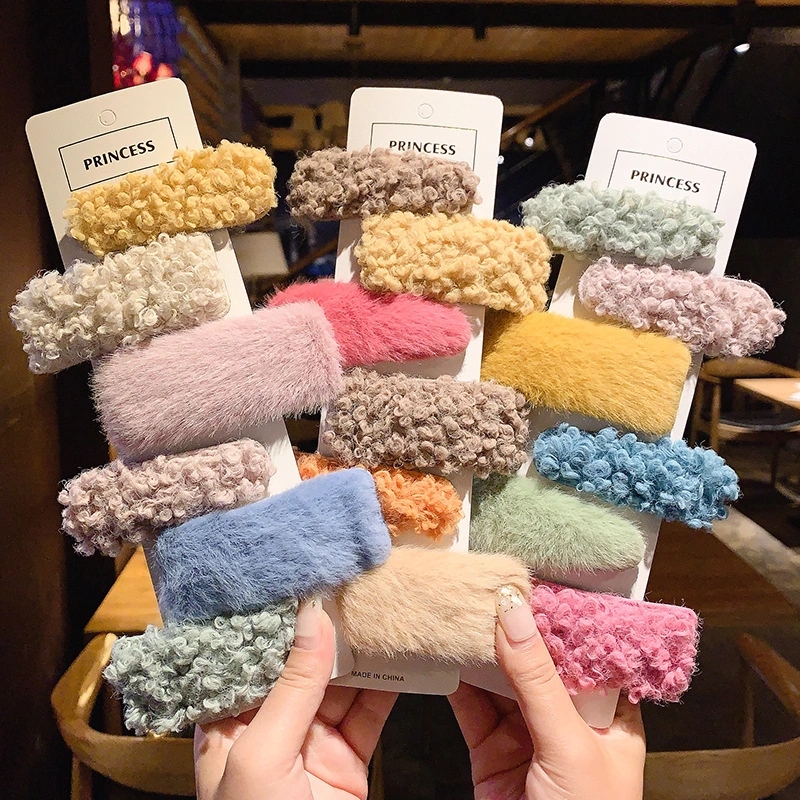 Korean ins hair clips, BB clips, mink edge clips, one-line plush hair clips, women's bangs clips and broken hair clips are selling well full figure
