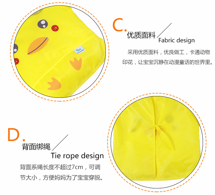 Children's waterproof reverse dressing, baby smock, children's eating clothes, baby cartoon bib, eating clothes manufacturer wholesale Specification image